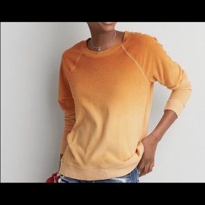 American Eagle Orange Ombré Terry Cloth Sweater